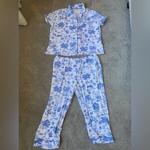 Blue and White Toile Pajama Set